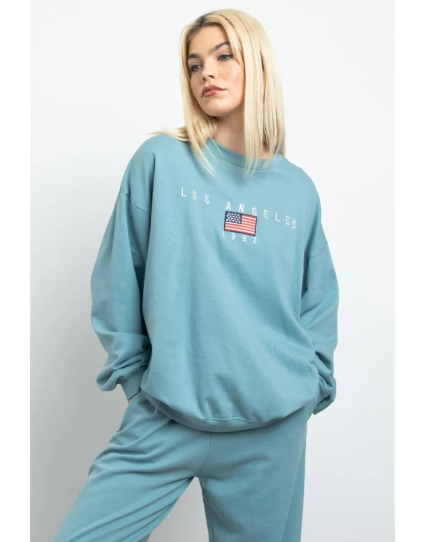 Los Angeles Sweatshirt Fleece with Oversized Logo