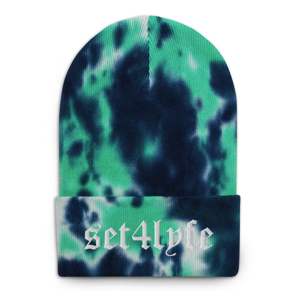 Low-key tie-dye beanie price availability.