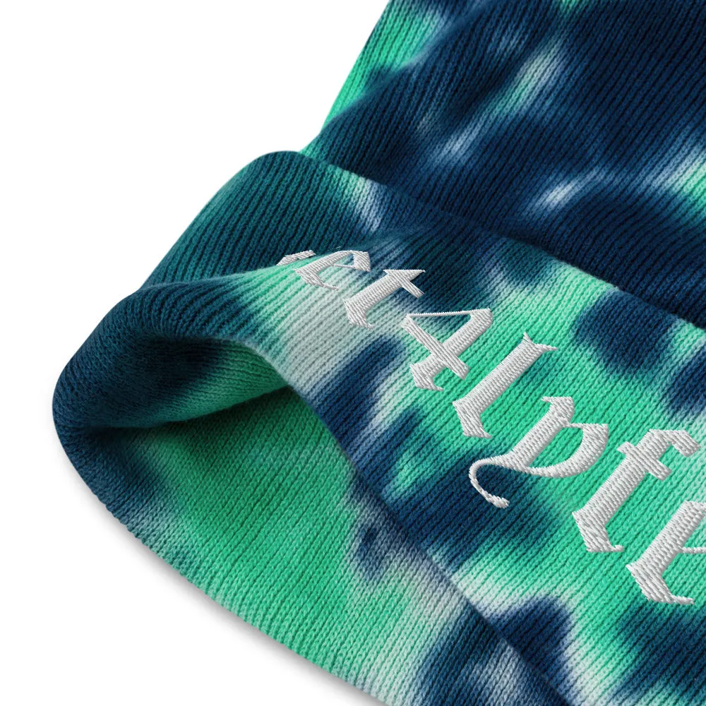 Low-key tie-dye beanie price availability.