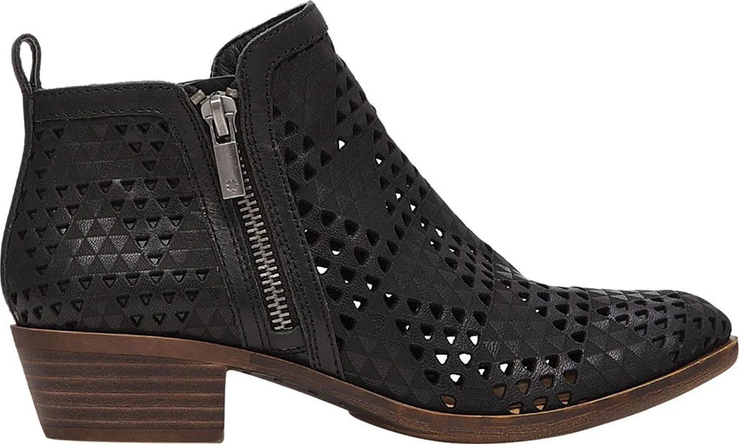 Lucky Brand Basel 3 Black Lugo Perforated Cutout Ankle Booties