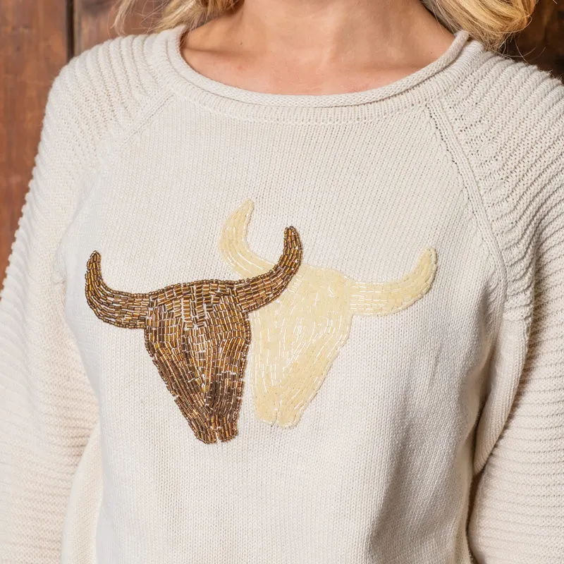 Luxury Ivory Skull Sweater Knit