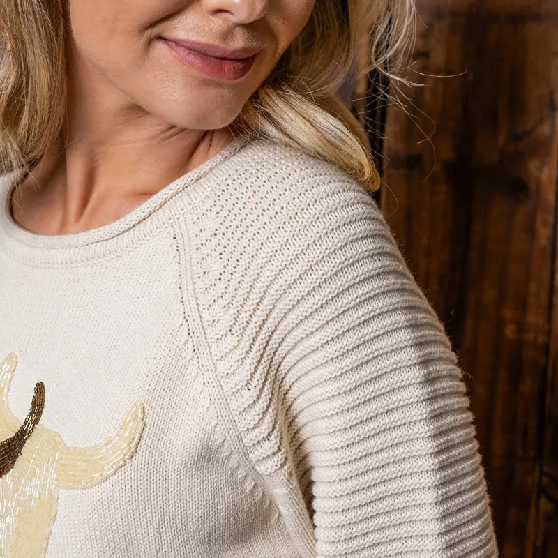 Luxury Ivory Skull Sweater Knit