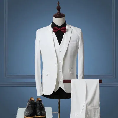 Men's Classic Slim Business Office Wedding Suit: Jacket, Vest, and Pant