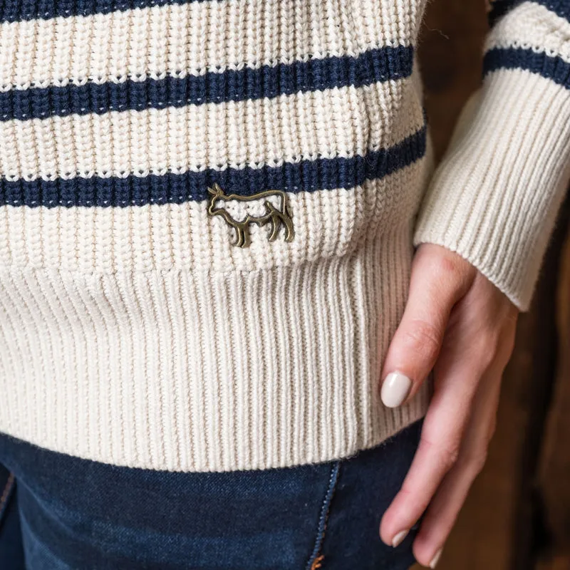 Midlands Ivory Striped Pullover Knit