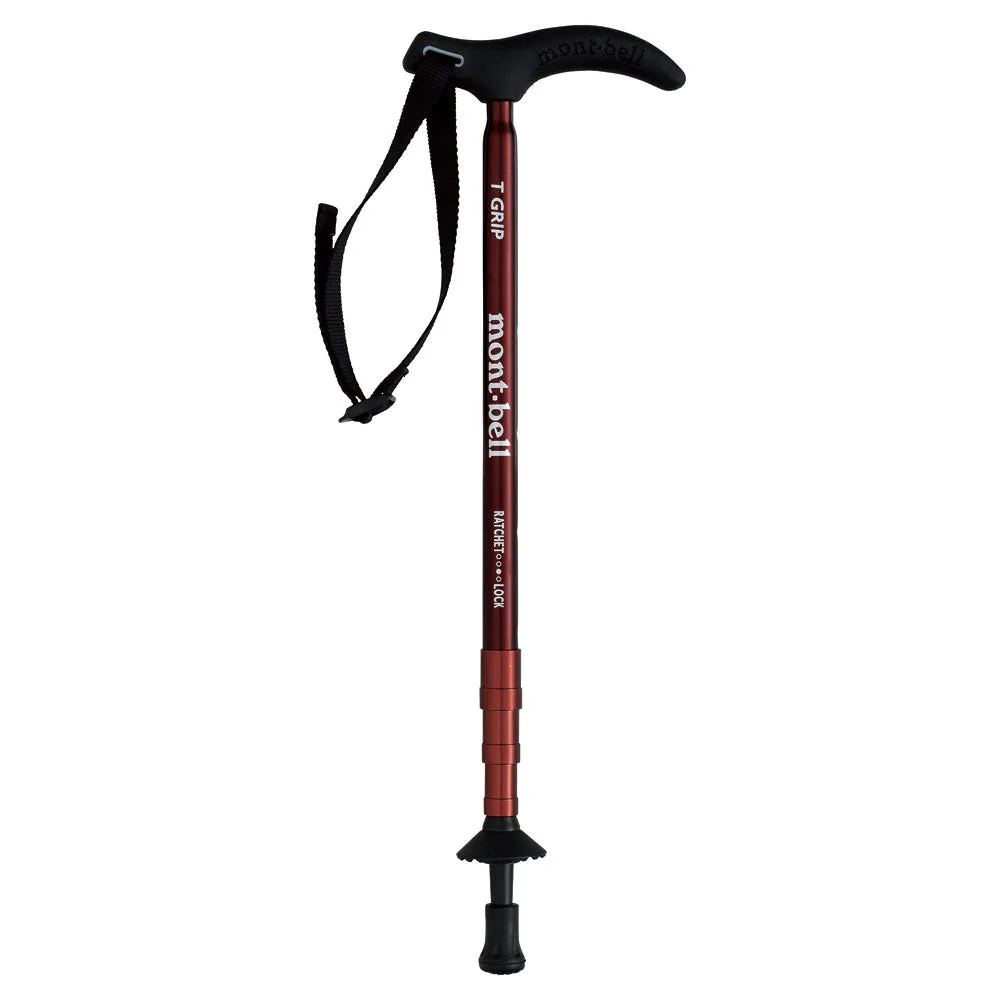 Montbell hiking pole with ratchet lock - ideal for outdoor mountain trekking.