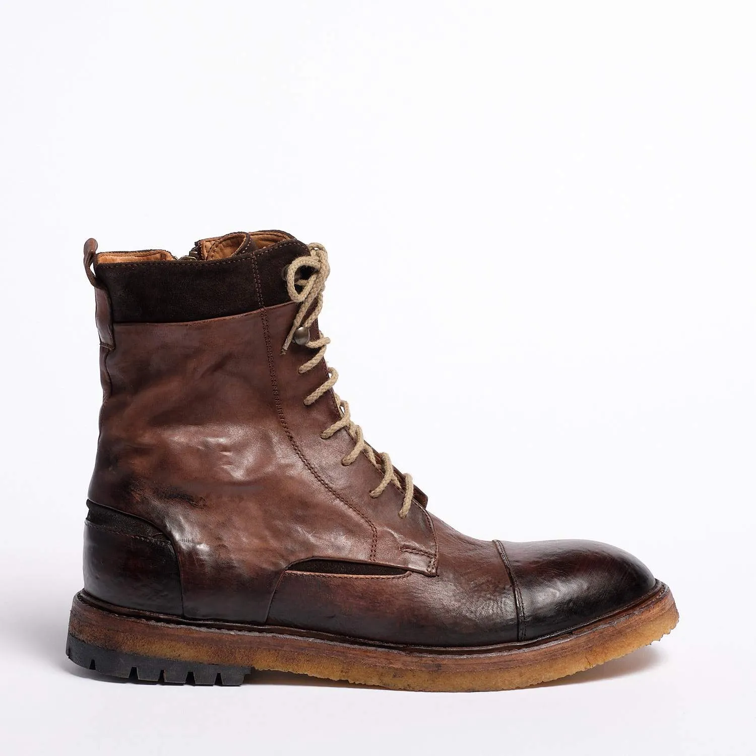 Natural Vacchetta leather dark brown Lipp Laced Mid Boot