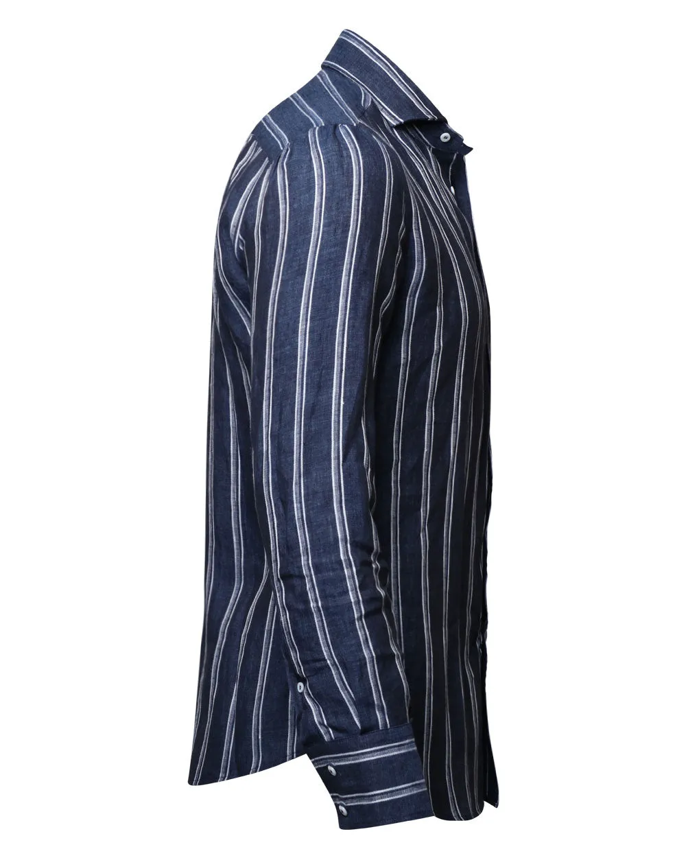 Navy and Denim Striped Sportshirt