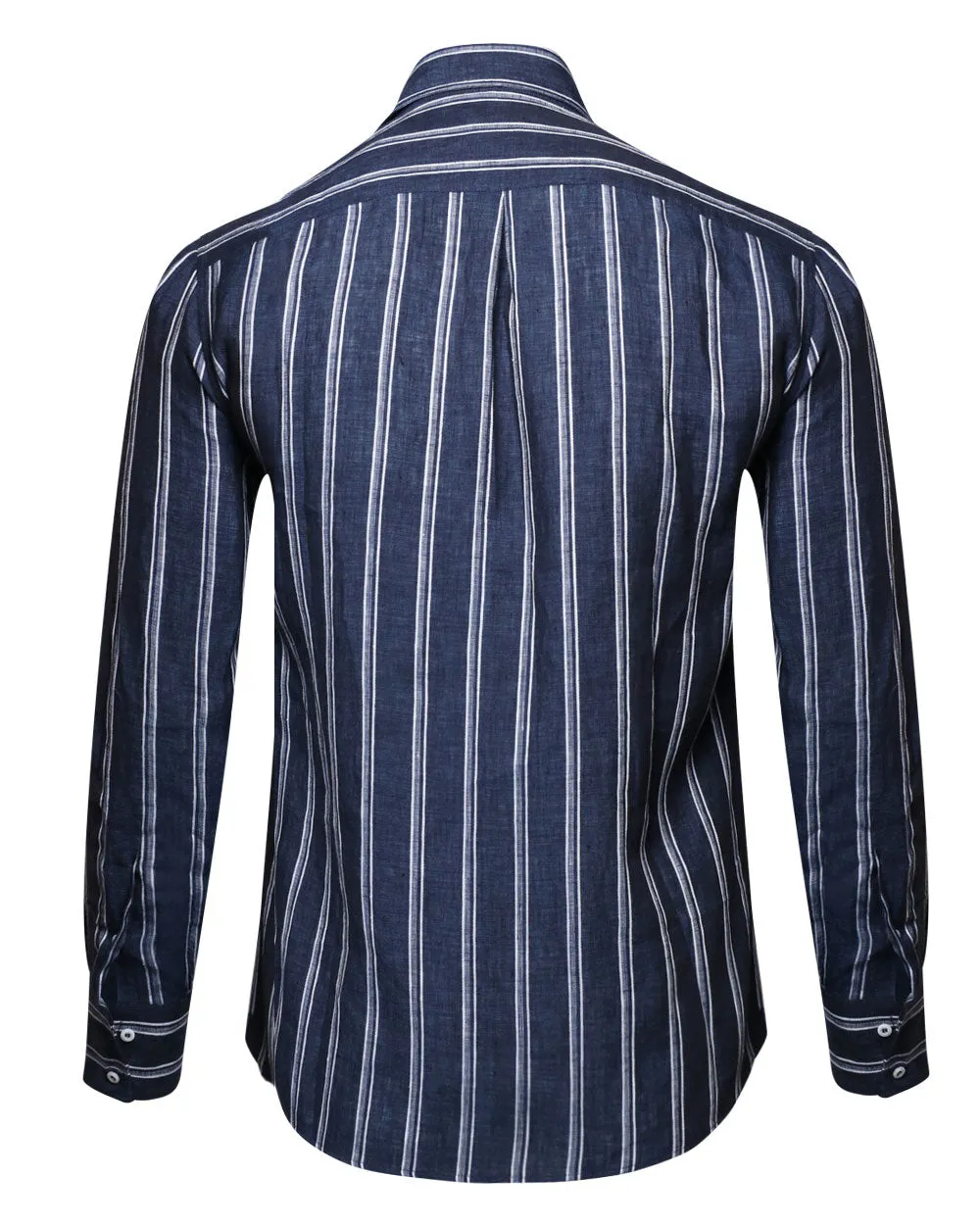 Navy and Denim Striped Sportshirt