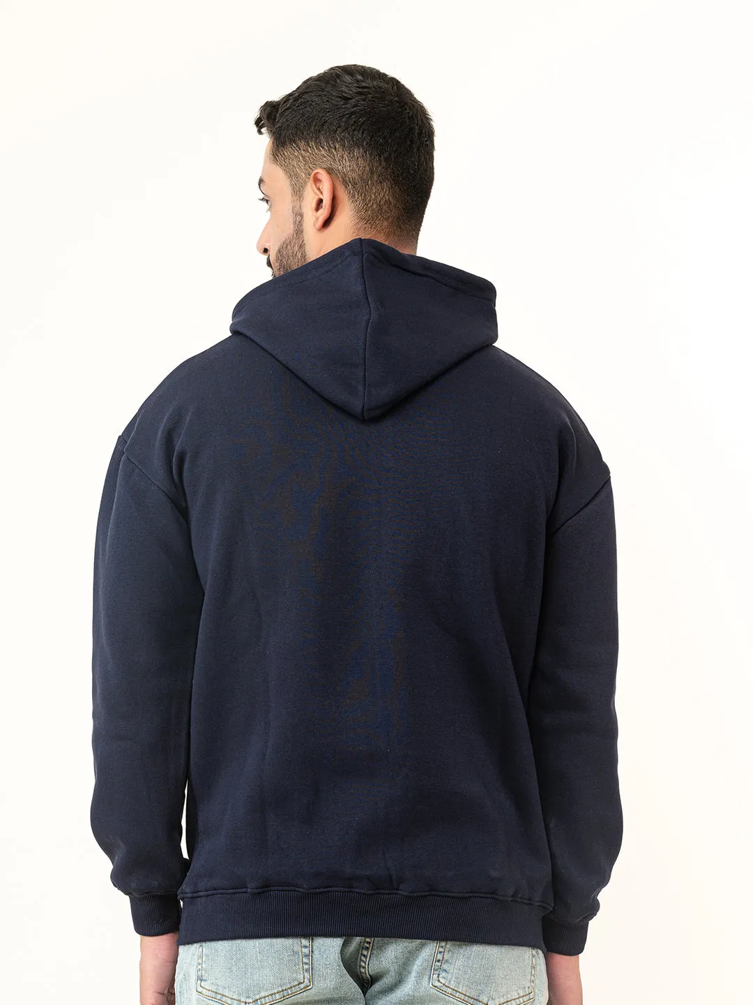 Navy Blue Quote Printed Hoodie