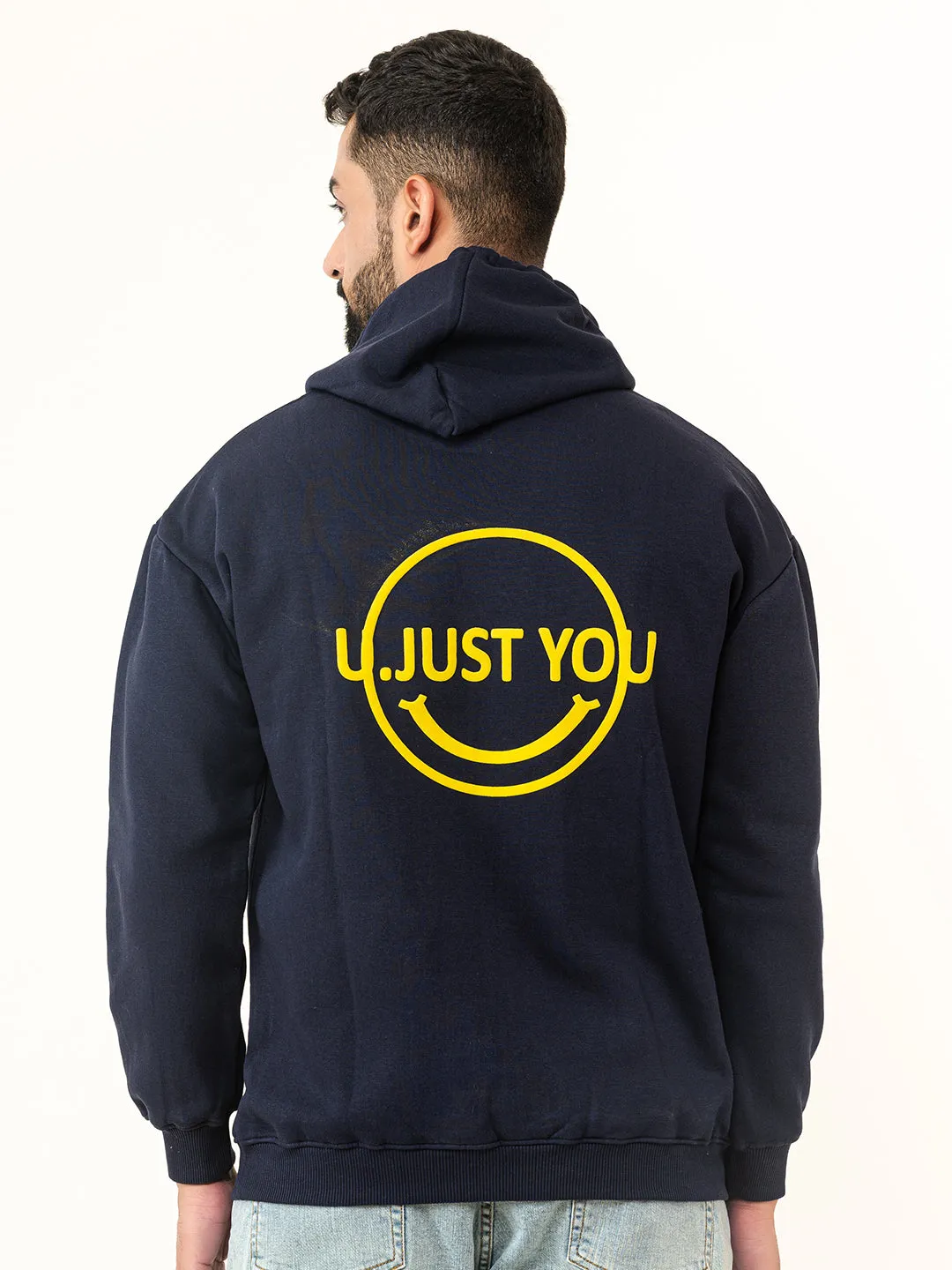 Navy Blue U Just U Printed Hoodie