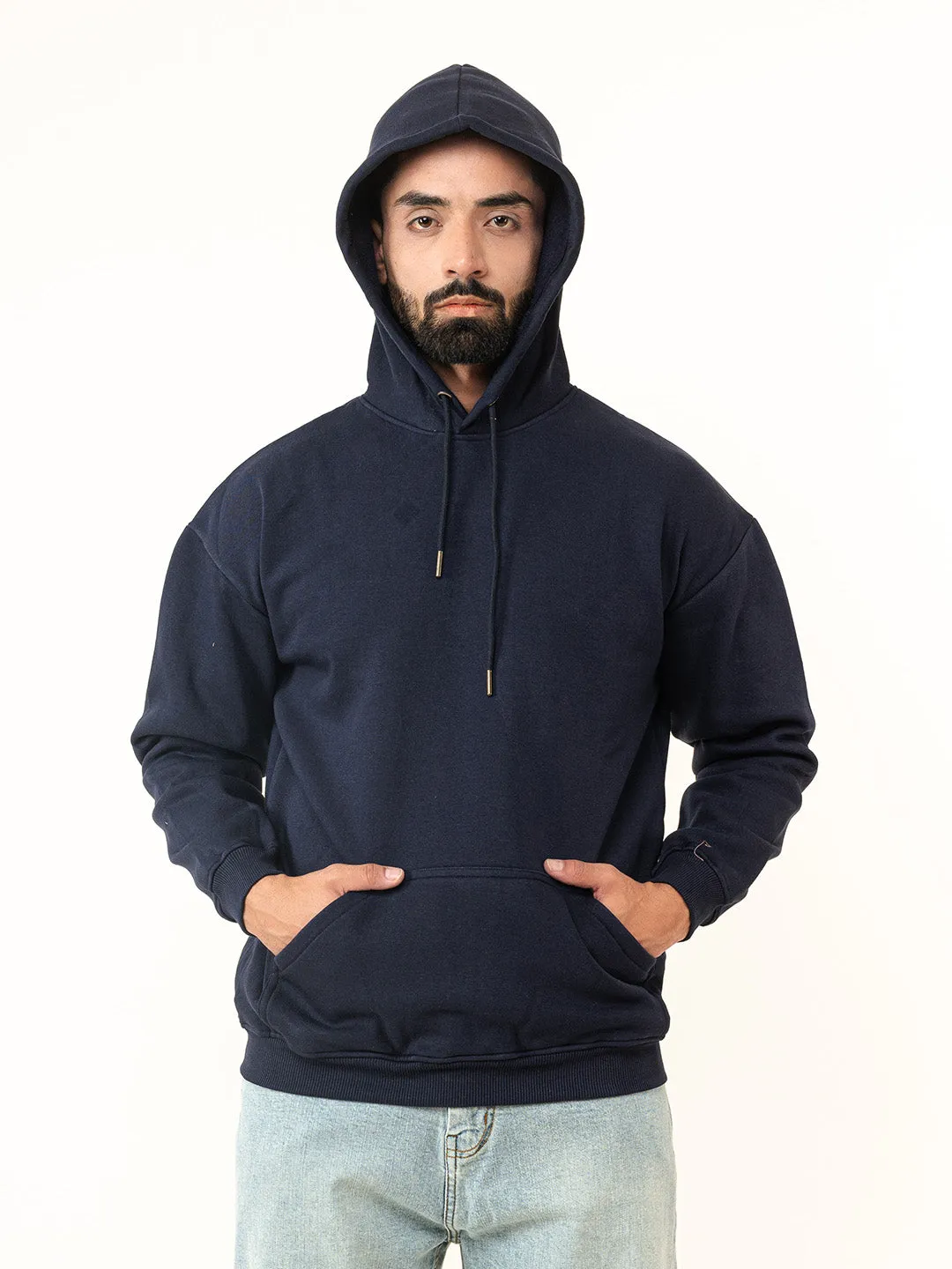 Navy Blue U Just U Printed Hoodie