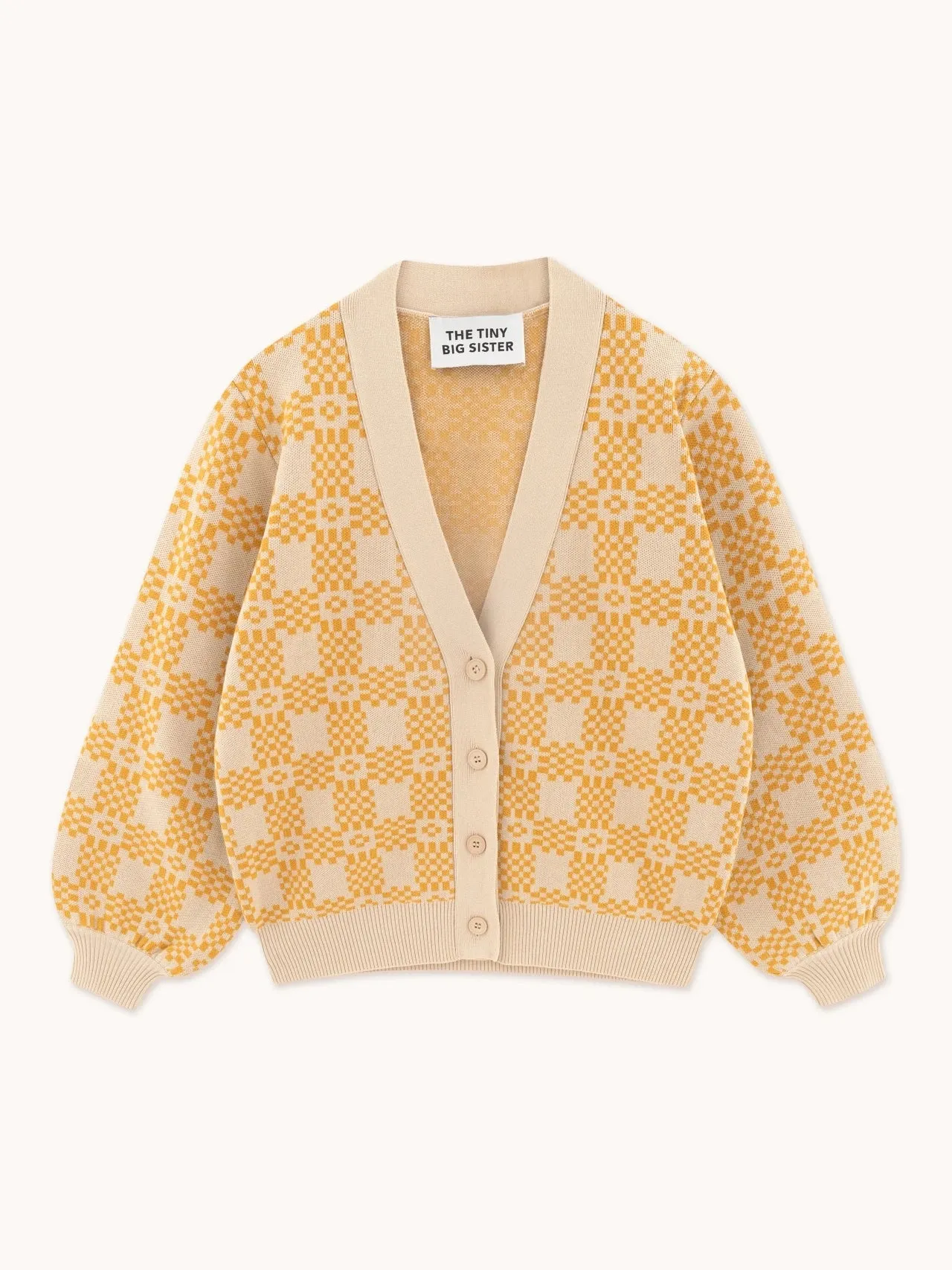 Nora Jacquard Cardigan - Pale Ochre color