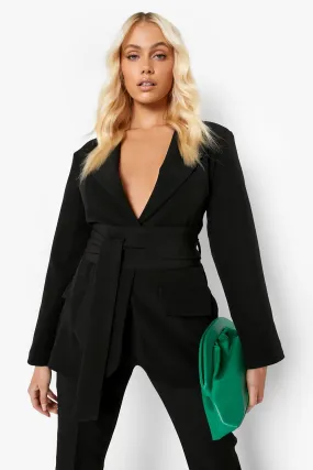 Obi Tie Waist Tailored Blazer