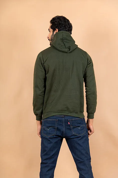 Olive Green Solid Hoodie