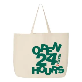 Open 24 Hours Abstract Large Canvas Tote Bag