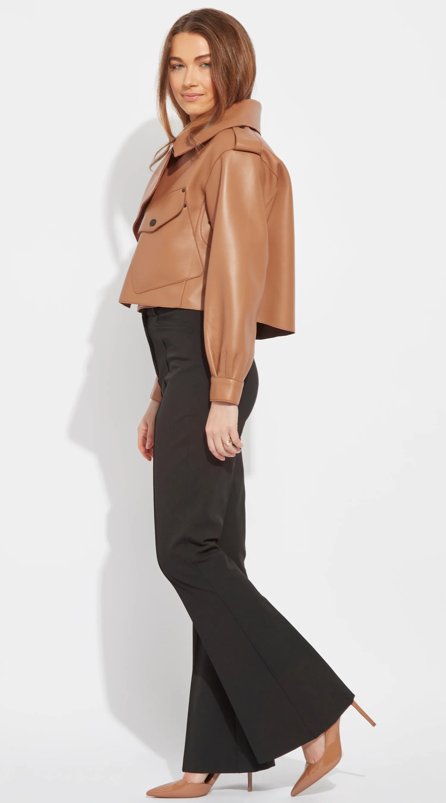 OUTLET Luxy Oversized Leather Jacket - Tan