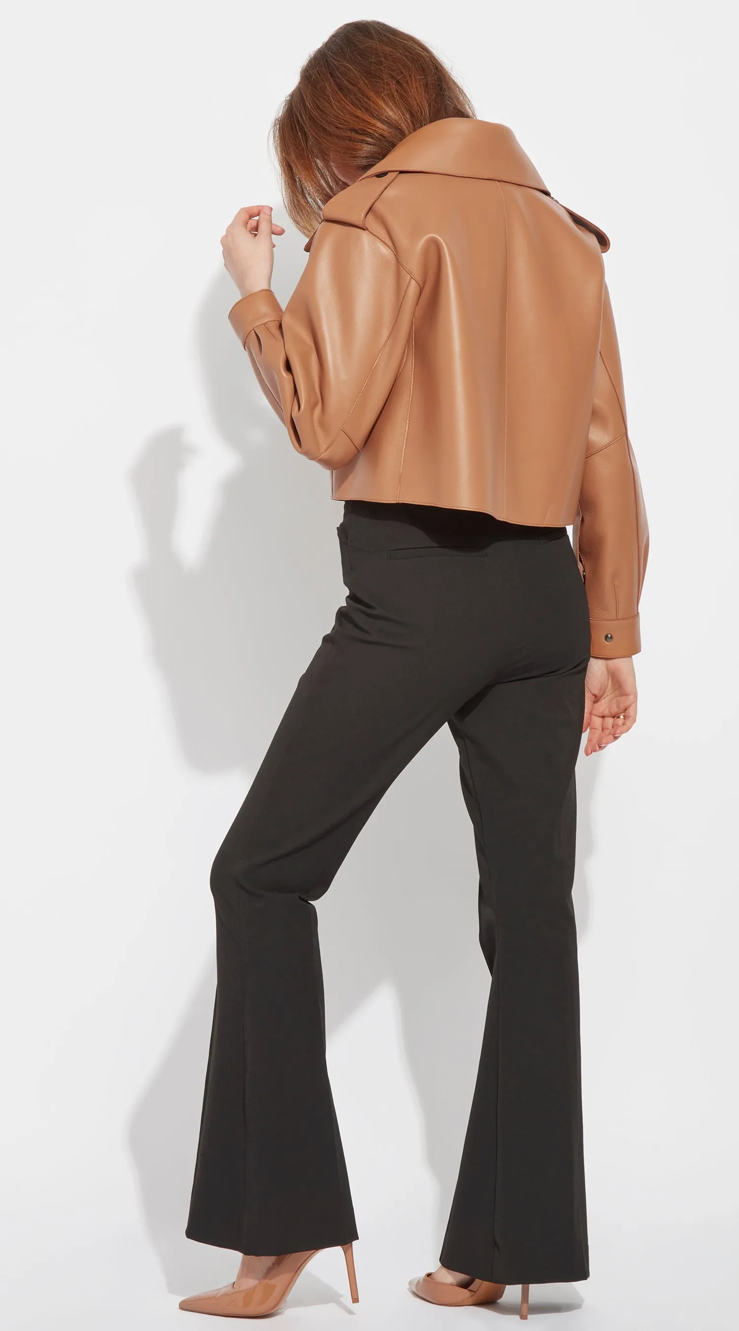 OUTLET Luxy Oversized Leather Jacket - Tan