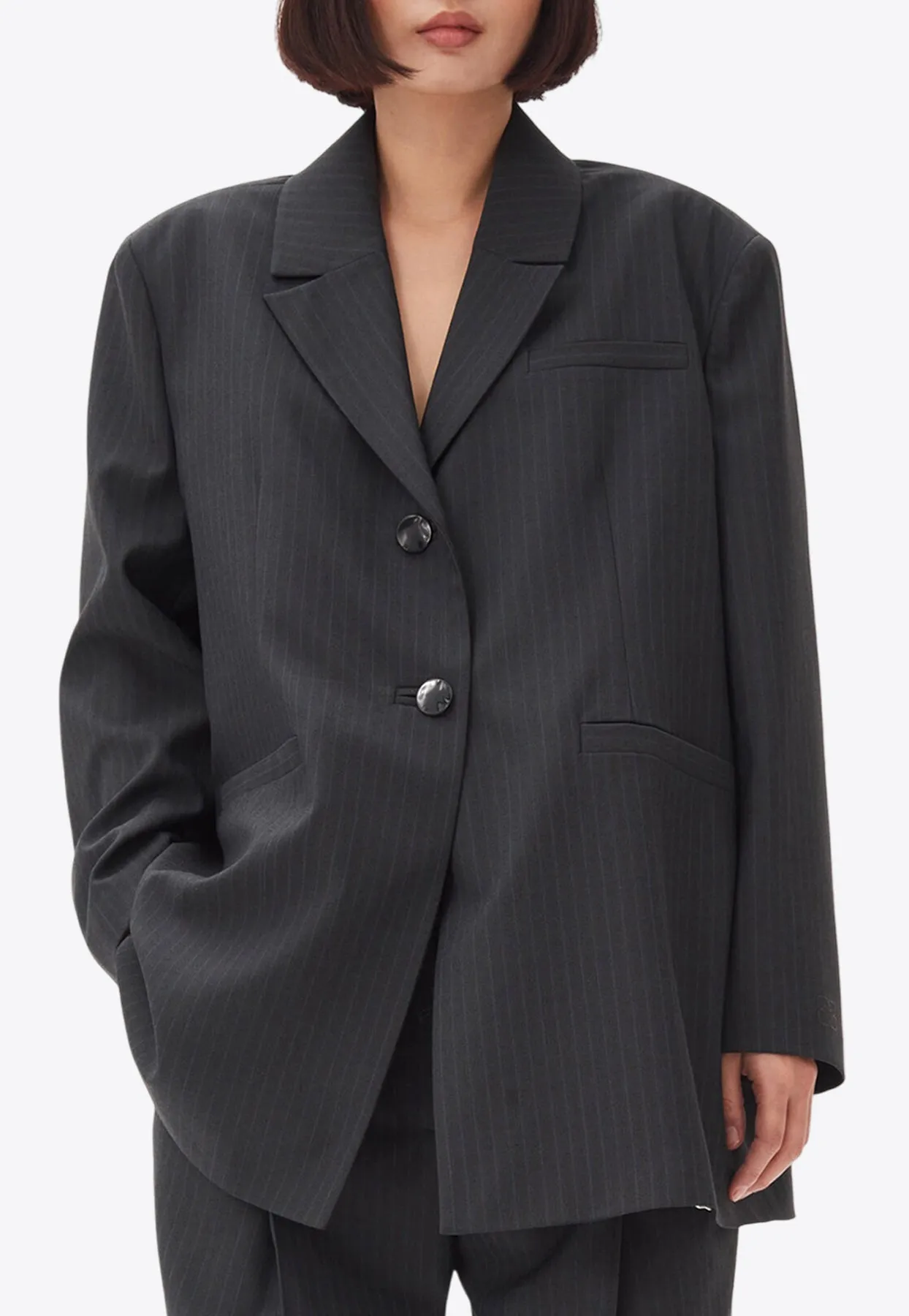 Pinstripe Oversized Single-Breasted Blazer