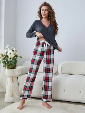 Plaid Lounge Set Pants