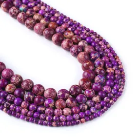 Purple Sea Sediment Jasper Beads - 15'' Strand - 4mm 6mm 8mm 10mm 12mm - Round Impression Jasper Gemstone Beads - Item Number 10