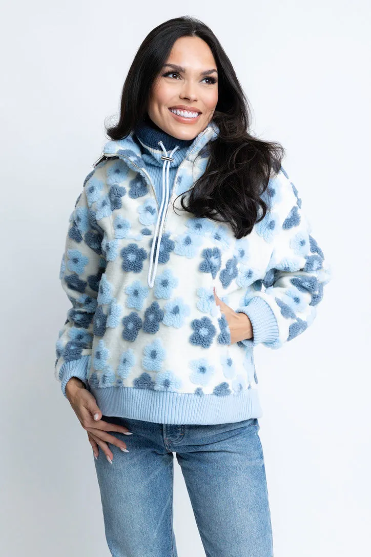 Retro Floral Fleece Pullover