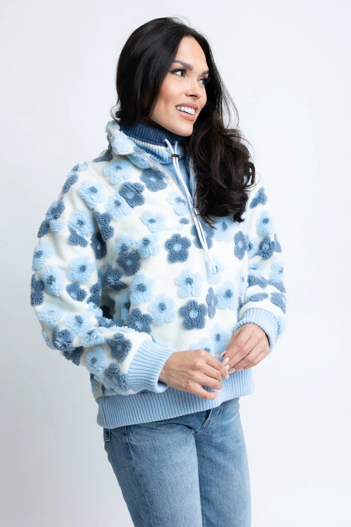 Retro Floral Fleece Pullover