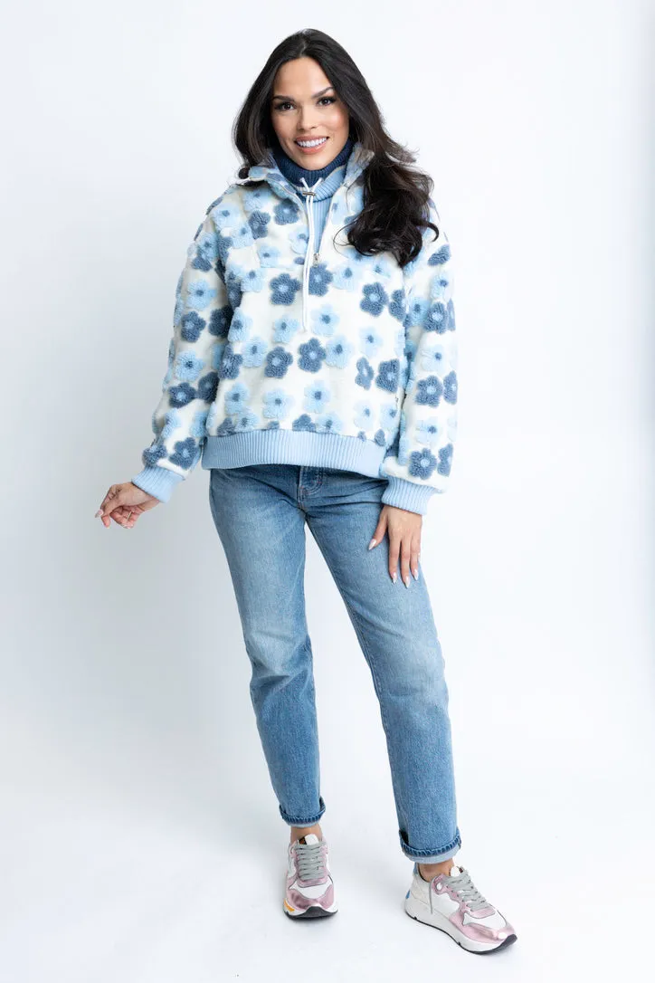 Retro Floral Fleece Pullover