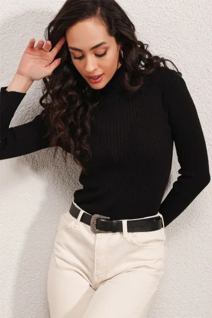 Ribbed Turtleneck Sweater