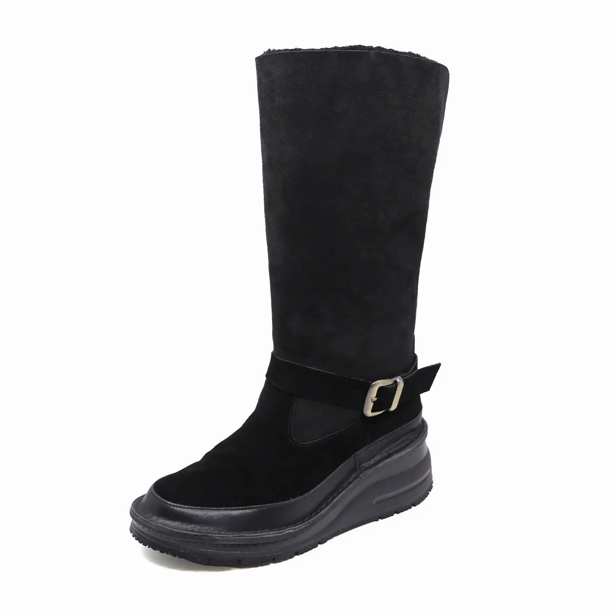 Saemi Black 2 Ways Anti-Slip Mouton Long Boots