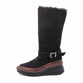 Saemi Dark Brown 2 Ways Anti-Slip Mouton Long Boots