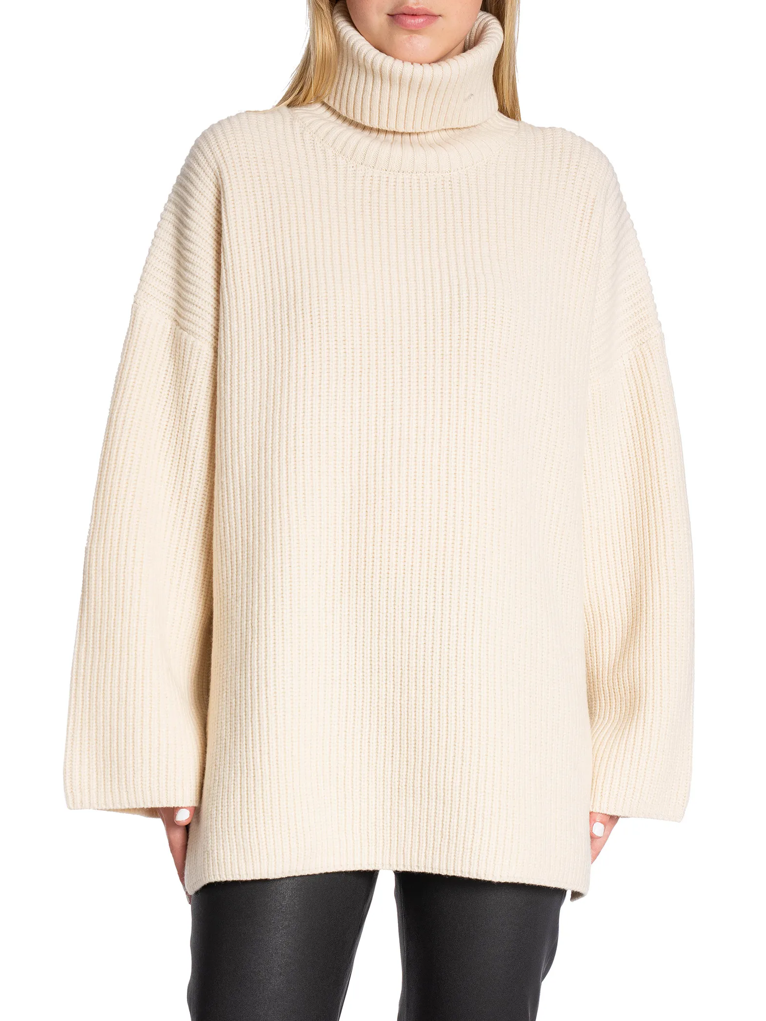 Selected Femme Mary Long Knit Roll Neck Birch Sweater