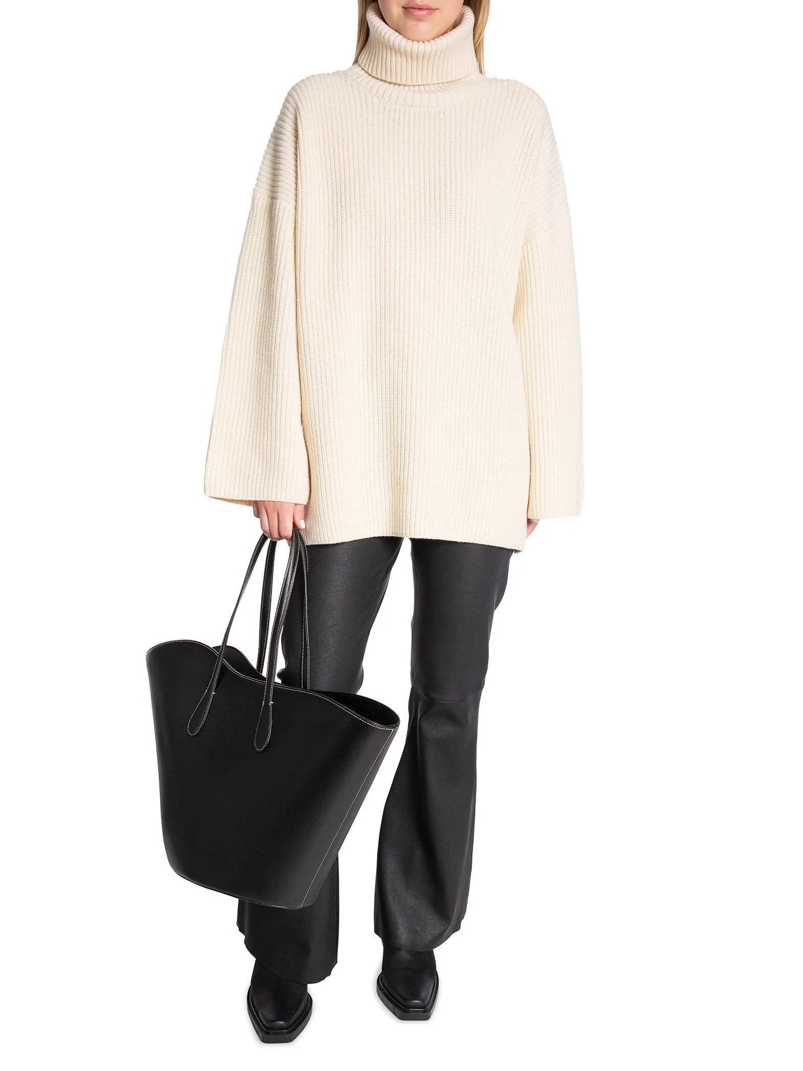 Selected Femme Mary Long Knit Roll Neck Birch Sweater