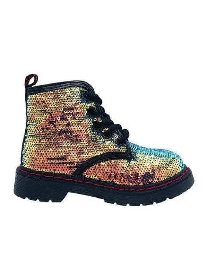 Sequin Combat Boots