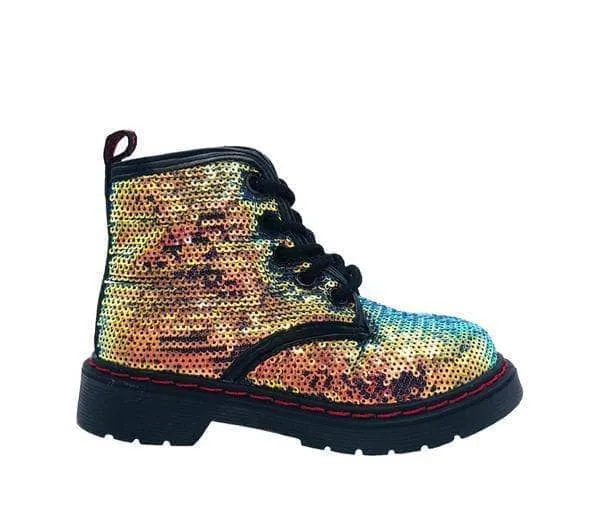 Sequin Combat Boots