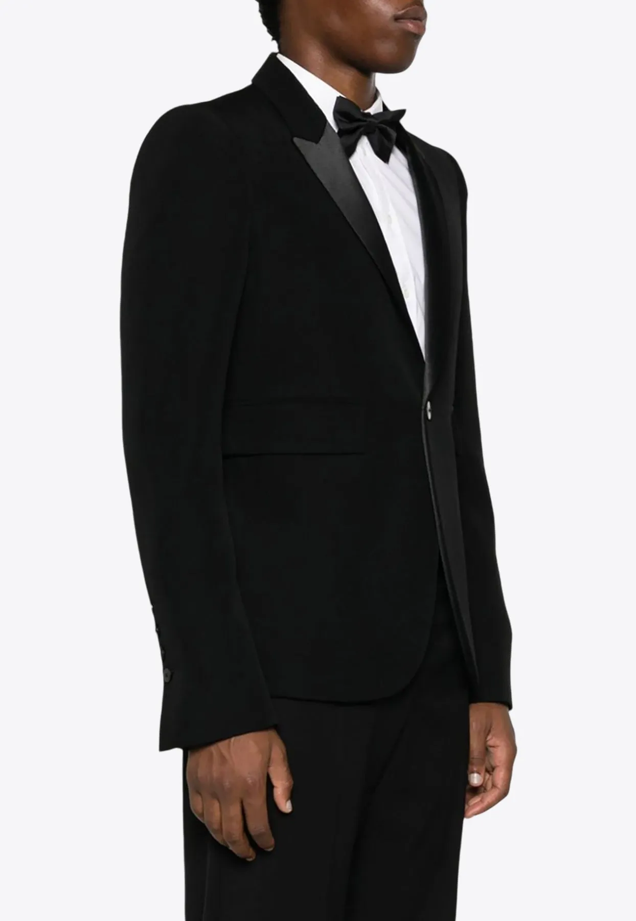 Single-Breasted Tuxedo Wool Blazer