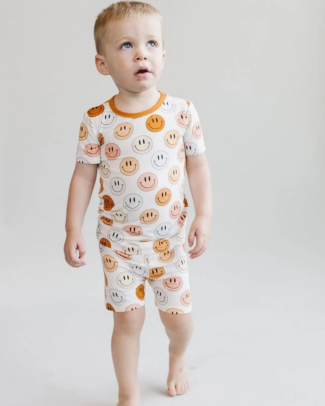 Smiley Bamboo Shorts Set | Copper