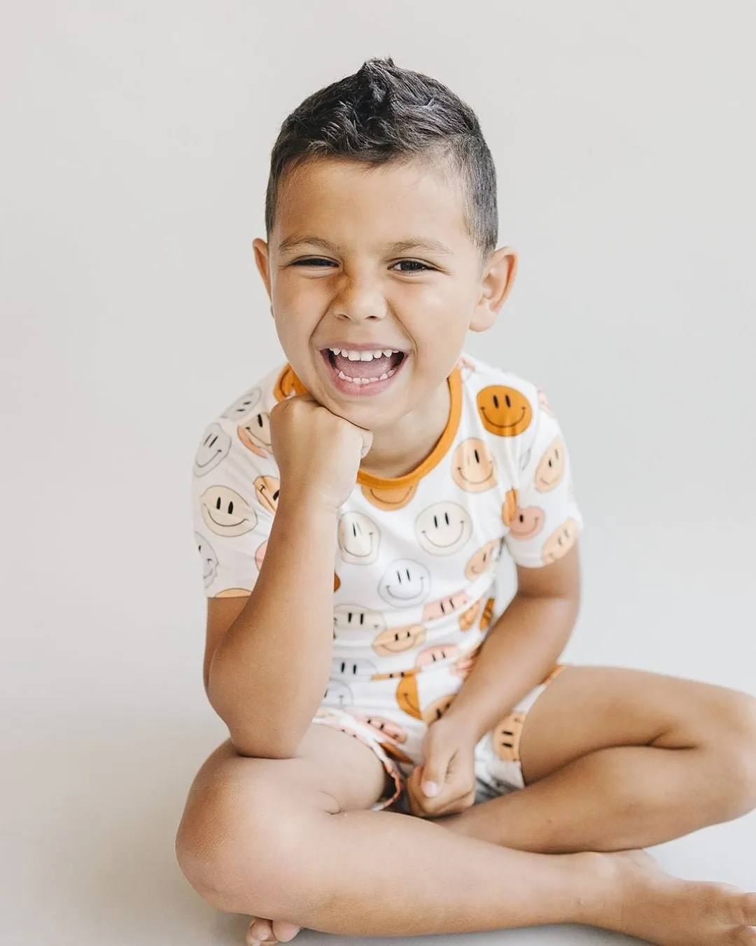 Smiley Bamboo Shorts Set | Copper