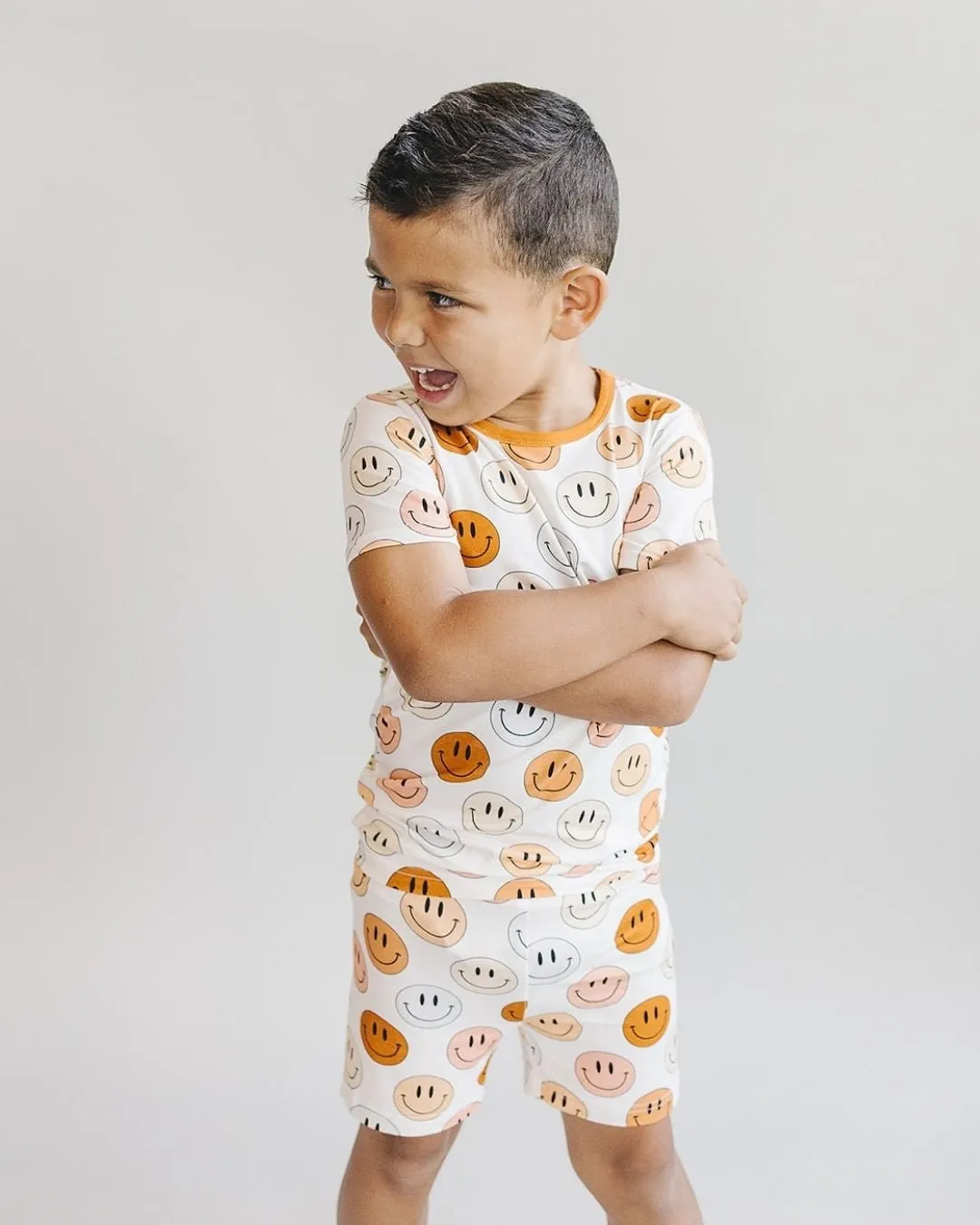 Smiley Bamboo Shorts Set | Copper