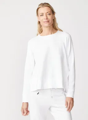 Soft Fleece Side Slit Sweatshirt - White