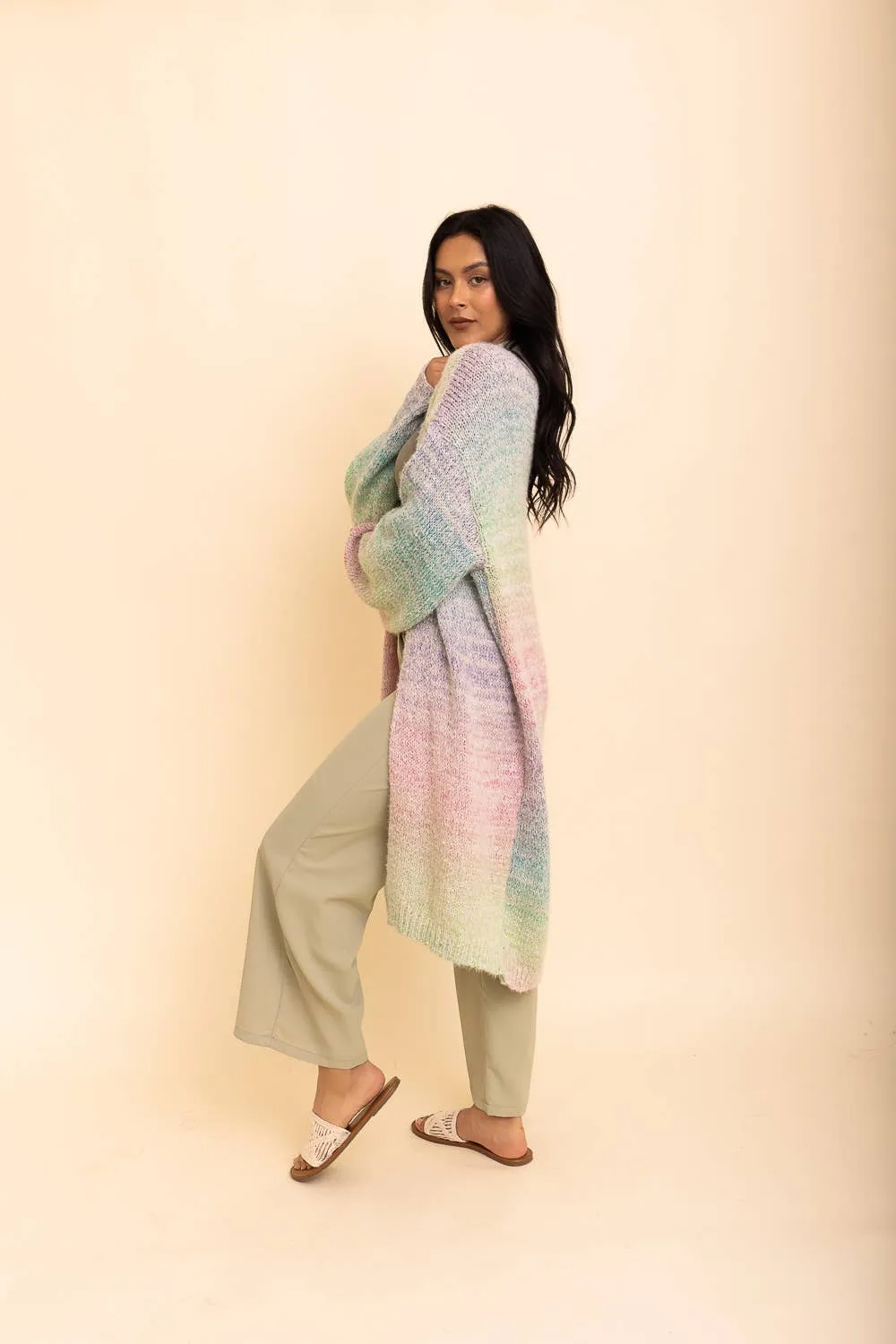 Soft Ombre Longline Cardigan: Progressive Blend Sweater