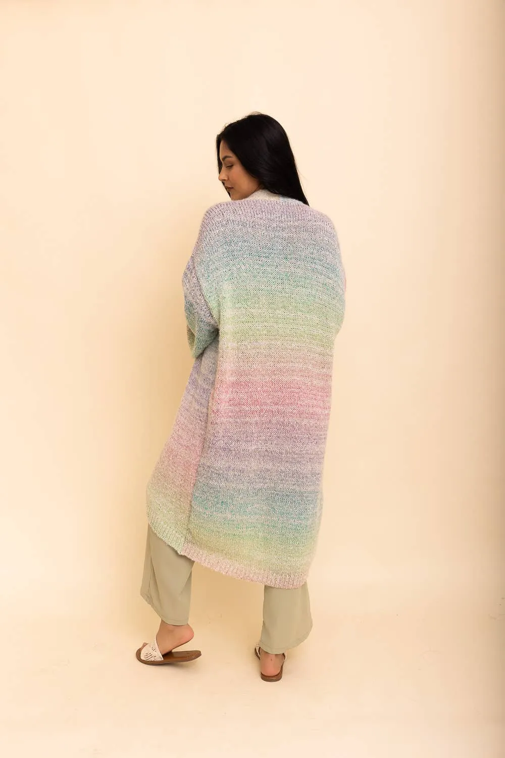 Soft Ombre Longline Cardigan: Progressive Blend Sweater