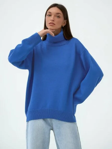 Solid color women's turtle neck sweater