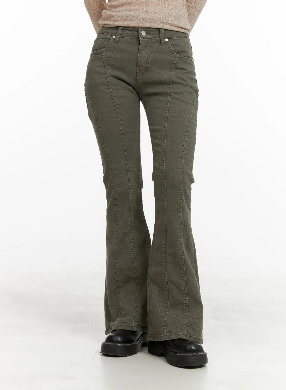 Stitched Bootcut Cotton Pants California CA416