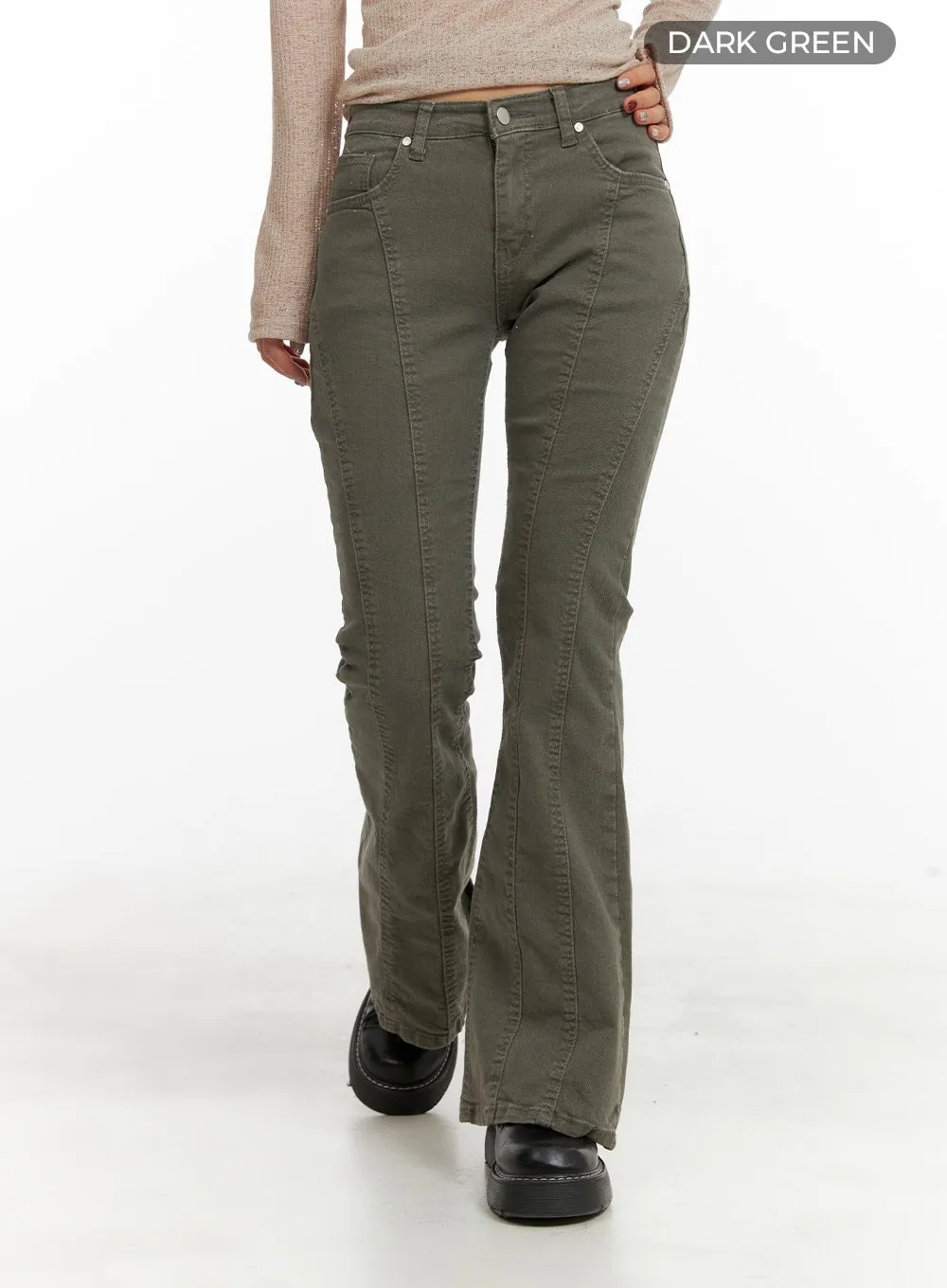 Stitched Bootcut Cotton Pants California CA416