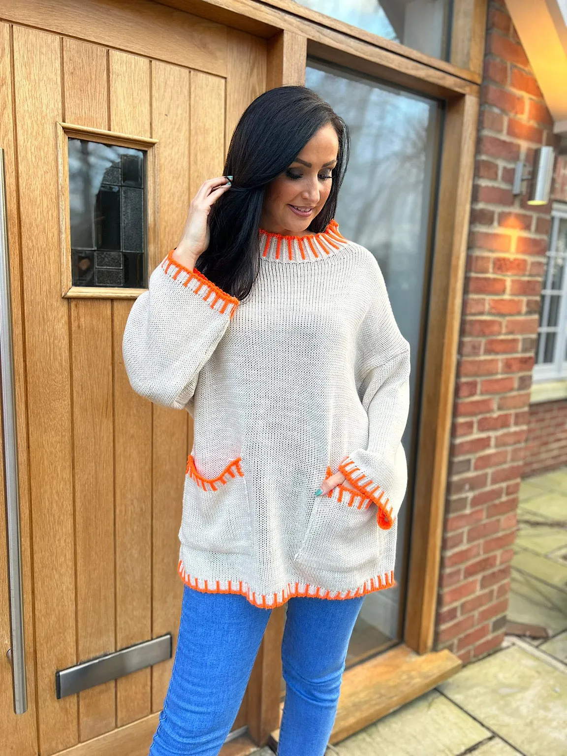 Stone Bright Trim Pocket Jumper Shannon - Best Price and Fast Delivery