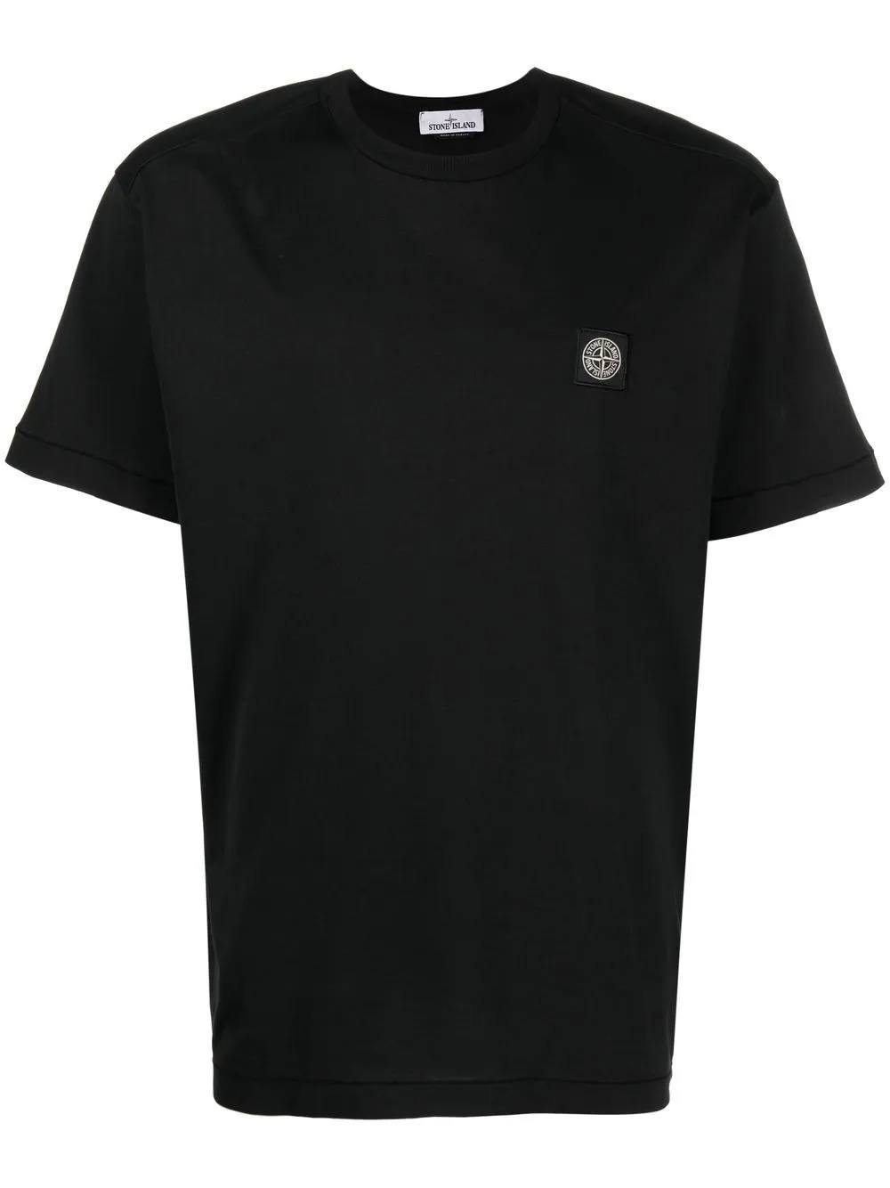 Stone Island black cotton t-shirt with compass motif