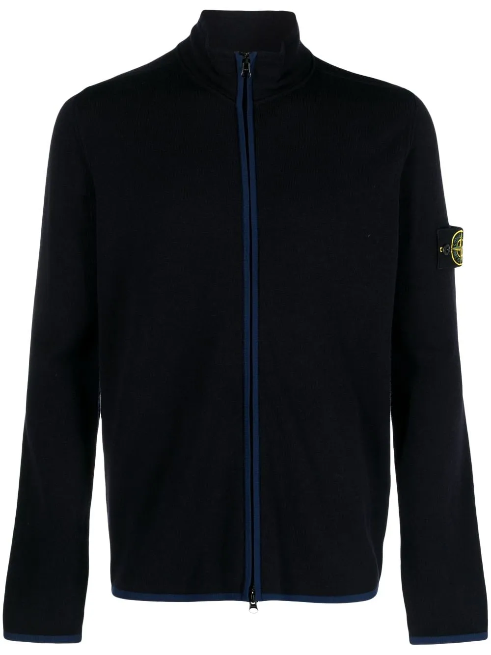 Stone Island Navy Zip Sweatshirt with Compass Patch