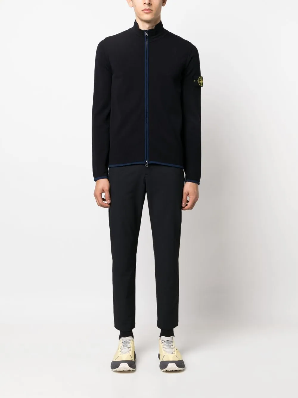 Stone Island Navy Zip Sweatshirt with Compass Patch