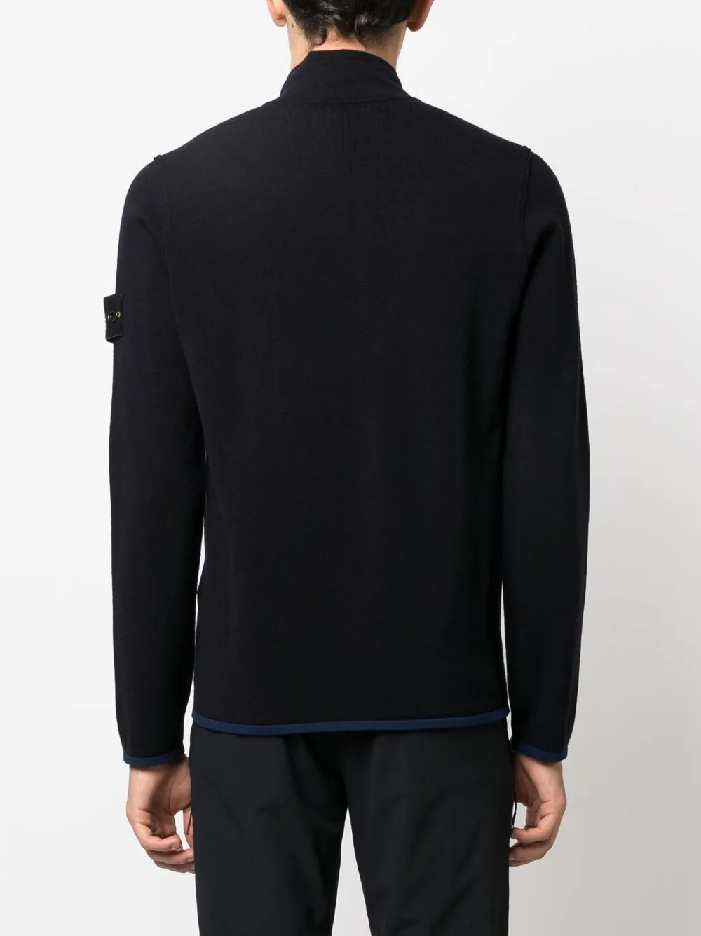 Stone Island Navy Zip Sweatshirt with Compass Patch