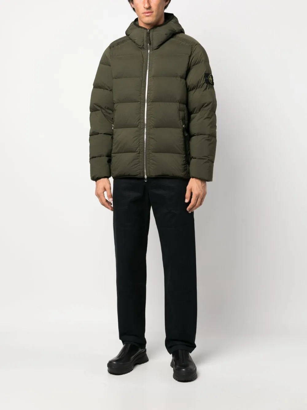 Stone Island Olive Down Jacket 44028 SEAMLESS TUNNEL